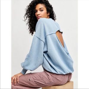 Free People Easy Does it Pullover in Bottled Blue